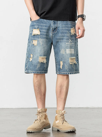 Men's Distressed Loose Fit Denim Shorts - Farnelli