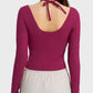 Millennia Halter Neck Long Sleeve Sporty Top - Farnelli