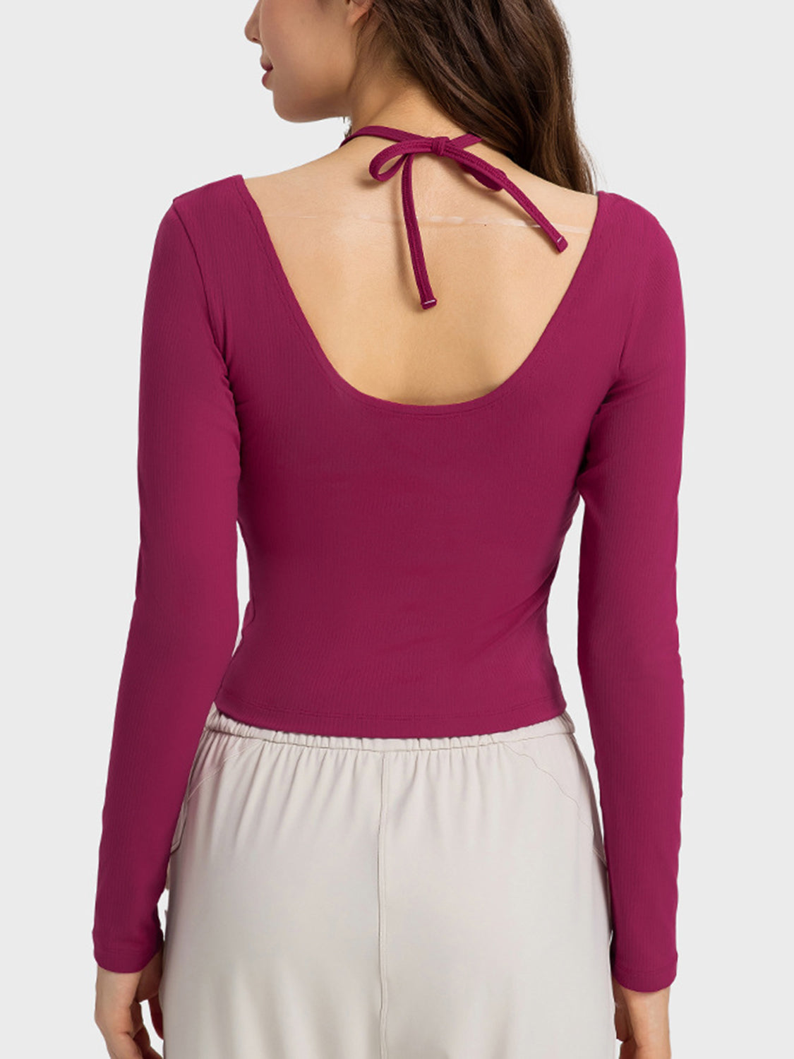 Millennia Halter Neck Long Sleeve Sporty Top - Farnelli
