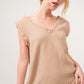 And The Why Washed Cotton Gauze Fringe Detail Tiered Dress - Farnelli
