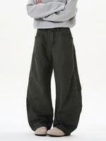 Men's Washed Wide Leg Curved Cargo Jeans - Farnelli