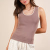VERY J Blanket Style Sleeveless Knit Tank - Mocha