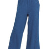 Zenana Cotton Slub Wide Leg Pants - LT NAVY