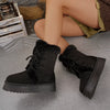 Round Toe Platform Boots - Black