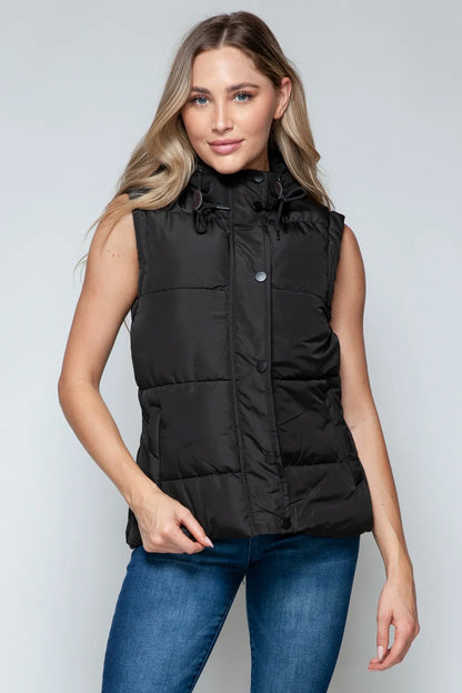 Snobbish Snap and Zip Closure Hooded Vest - Farnelli