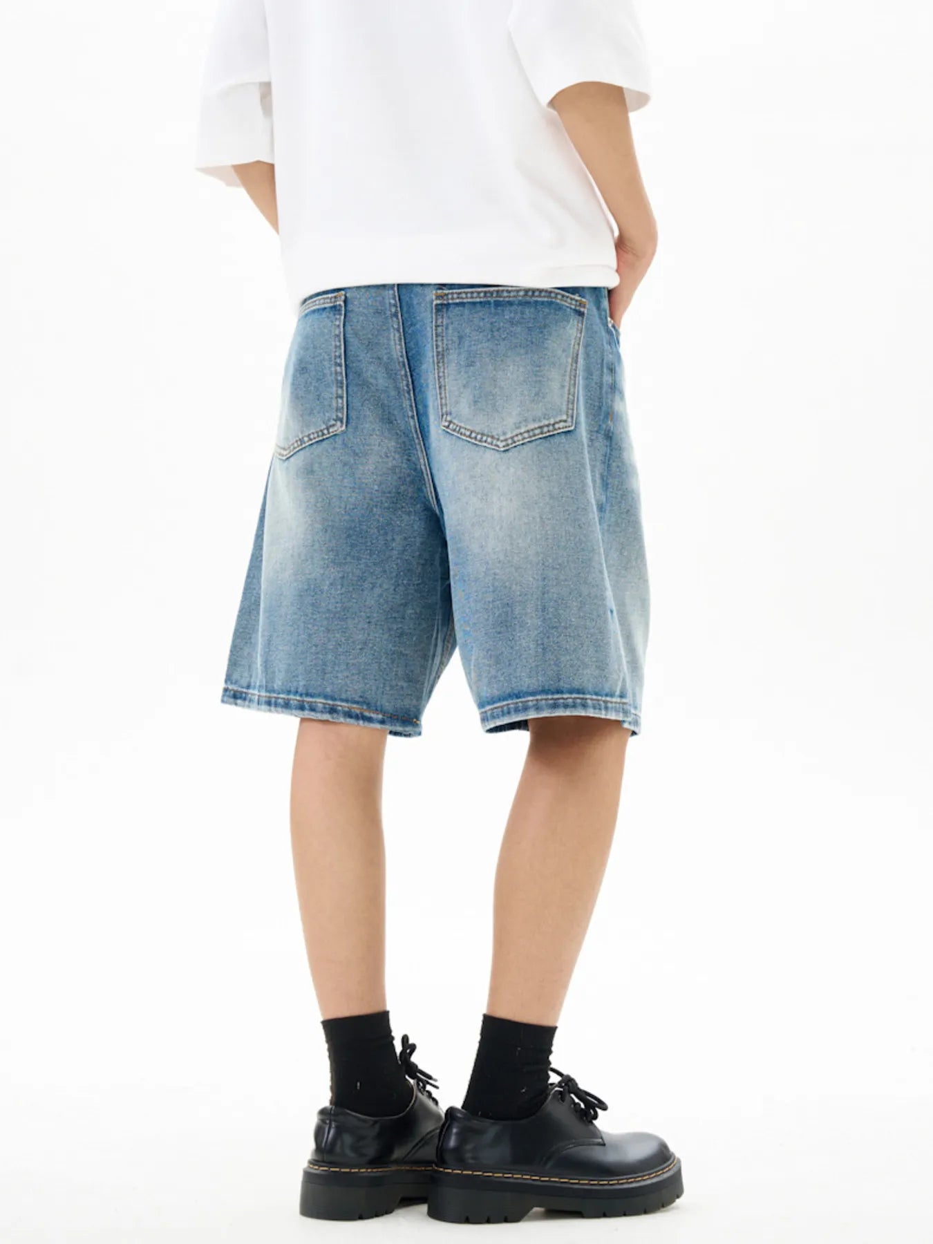 Men's Washed Loose Fit Denim Shorts - Farnelli