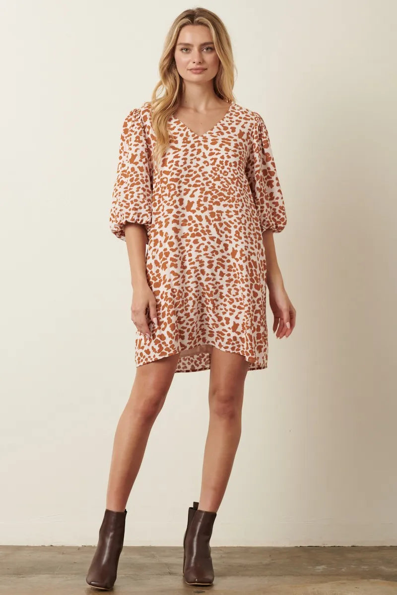 Mittoshop Animal Print Puff Sleeve Mini Dress - Farnelli