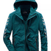 Men's Plus Size Hooded Windproof Outdoor Jacket - Denim Blue