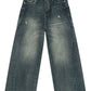 Men's Distressed Detail Wide Leg Jeans - Farnelli