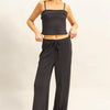 HYFVE Rib Knit Cami Top and Pants Set - BLACK