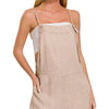 Zenana Washed Linen Knot Strap Rompers - ASH MOCHA