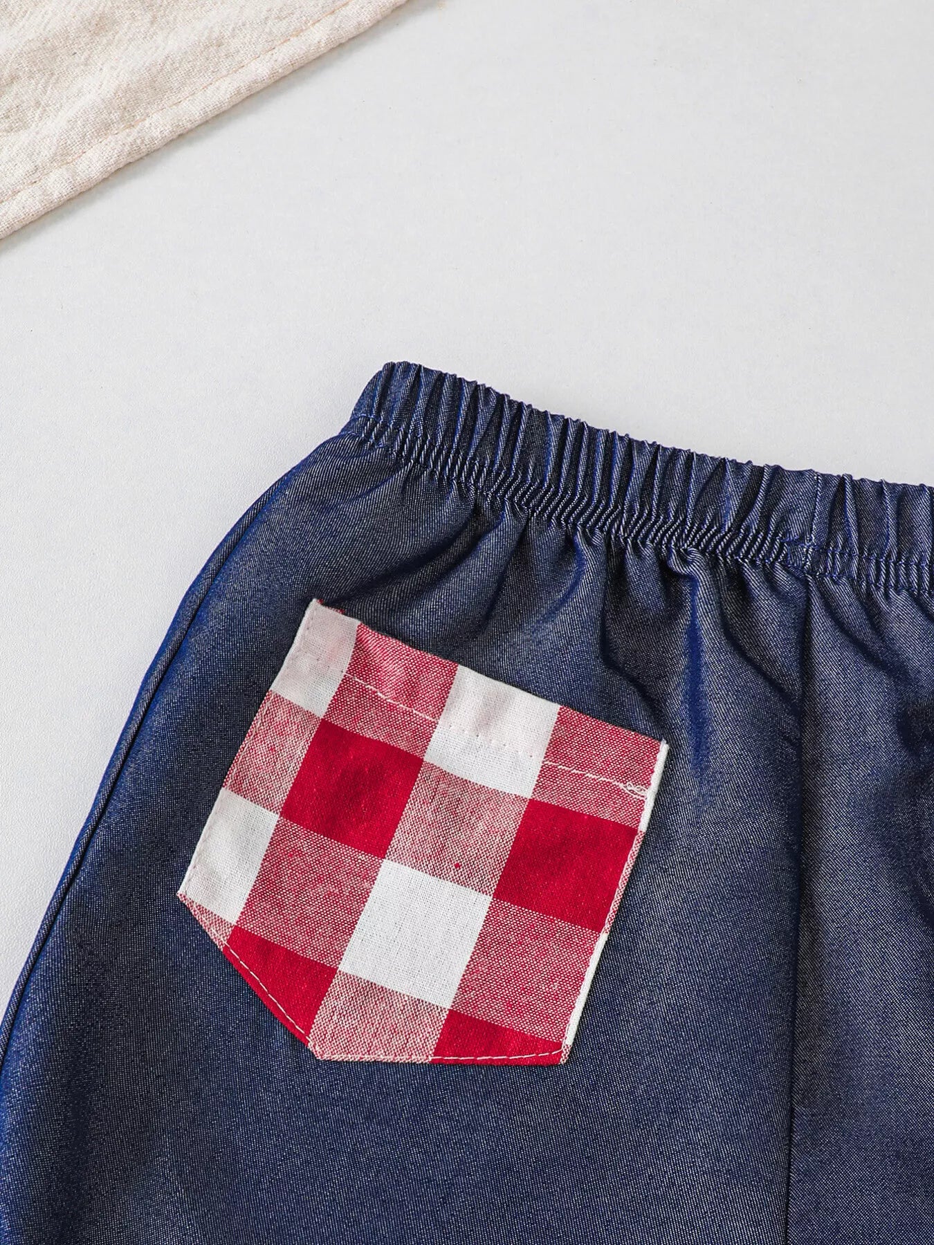 Children's Gingham Bowknot Ruffle Trim Top and Shorts Set - Farnelli