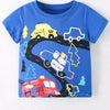 Children's Vehicle Print Crew Neck Short Sleeve T-Shirt - Royal Blue