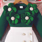 Children's Floral Applique Ribbed Top & Button Decor Skirt Set - Farnelli