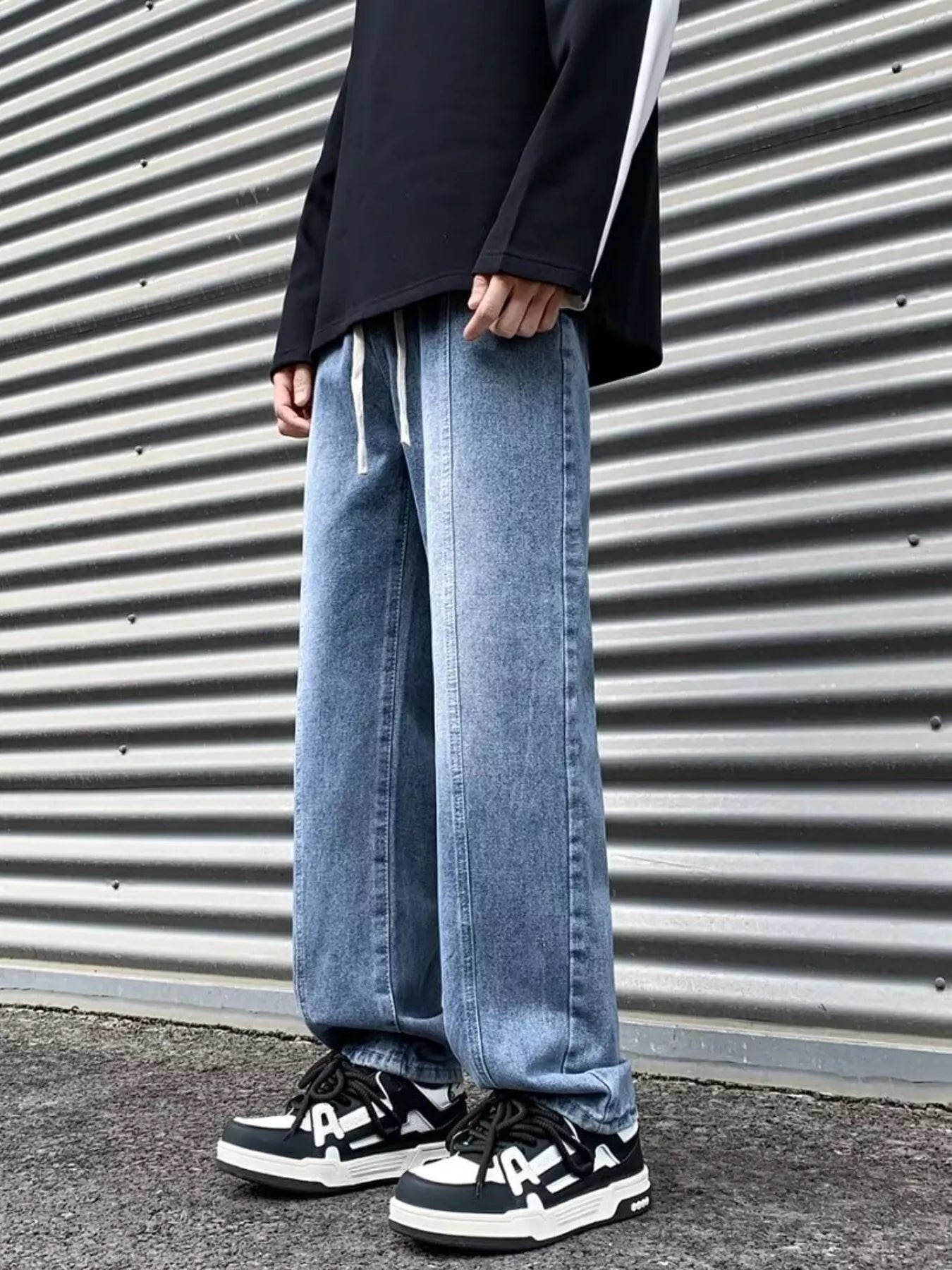 Men's Plus Size Wash Straight Leg Jeans - Farnelli