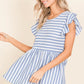 BOMBOM Striped Round Neck Blouse - Farnelli
