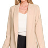 Zenana Woven Long Sleeve Blazer With Lining - LT MOCHA