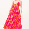 And The Why Floral Tiered Maxi Cami Dress with Pockets - ORANGE MULTI