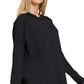Zenana Full Size Exposed Seam Long Sleeve Corded Rib Knit Top Plus Size - Farnelli