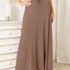 Double Take Full Size Soft Rayon Drawstring Waist Maxi Skirt - Mocha