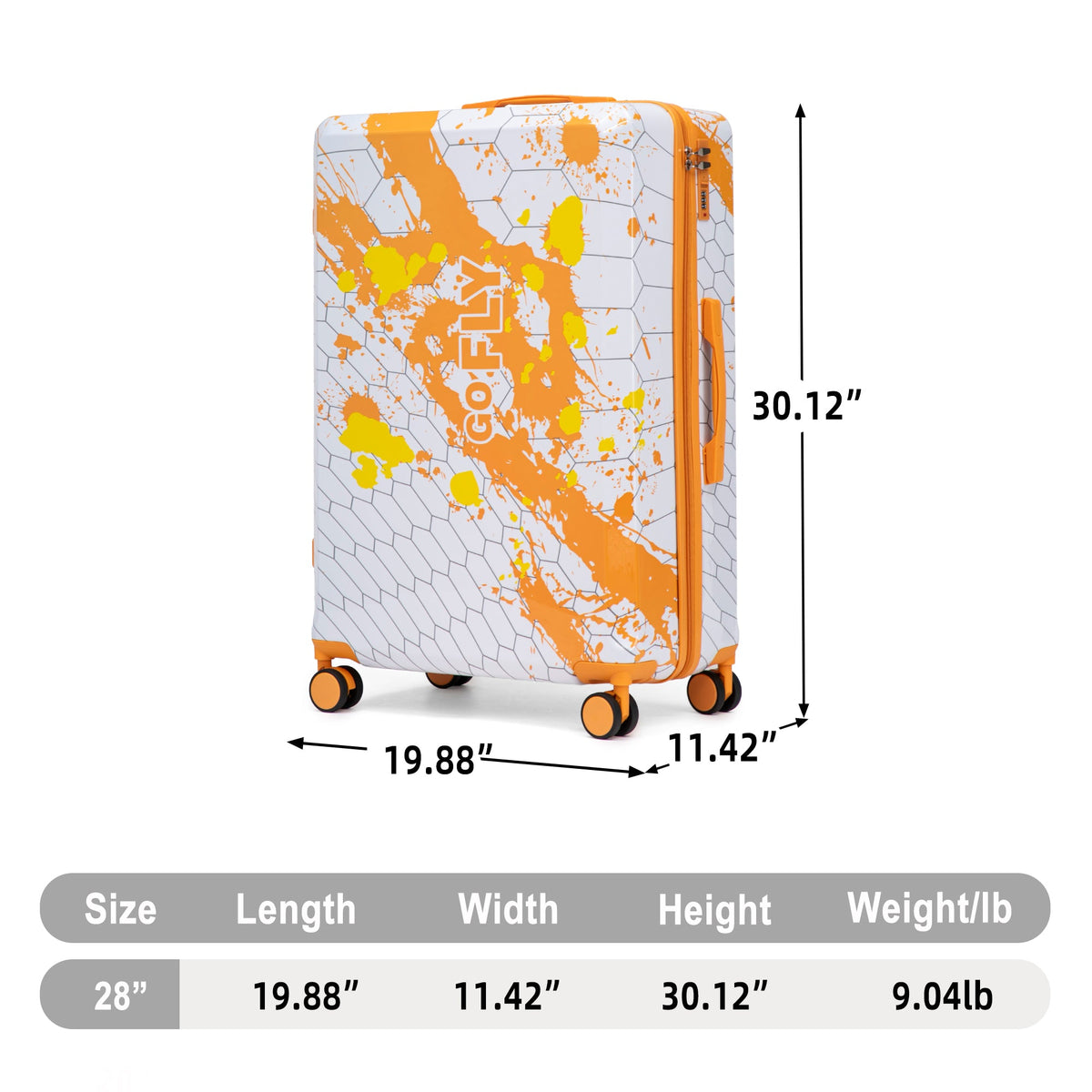 HouseOfZazla 28-inch orange PC spinner wheel luggage with combination lock