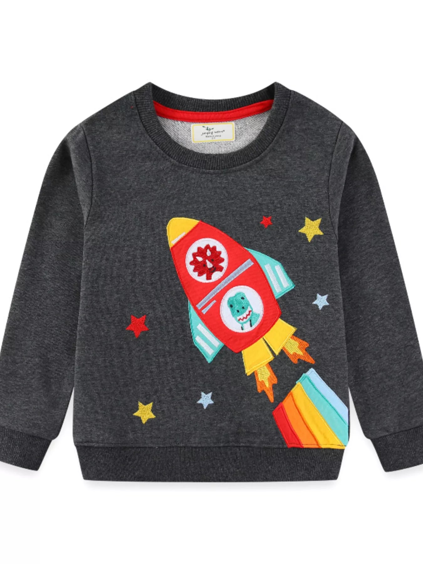 Children's Rocket Applique Crew Neck Sweatshirt - Farnelli
