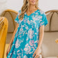 BiBi Floral Crinkle Shirred Ruffle Detail V Neck Dress - Farnelli
