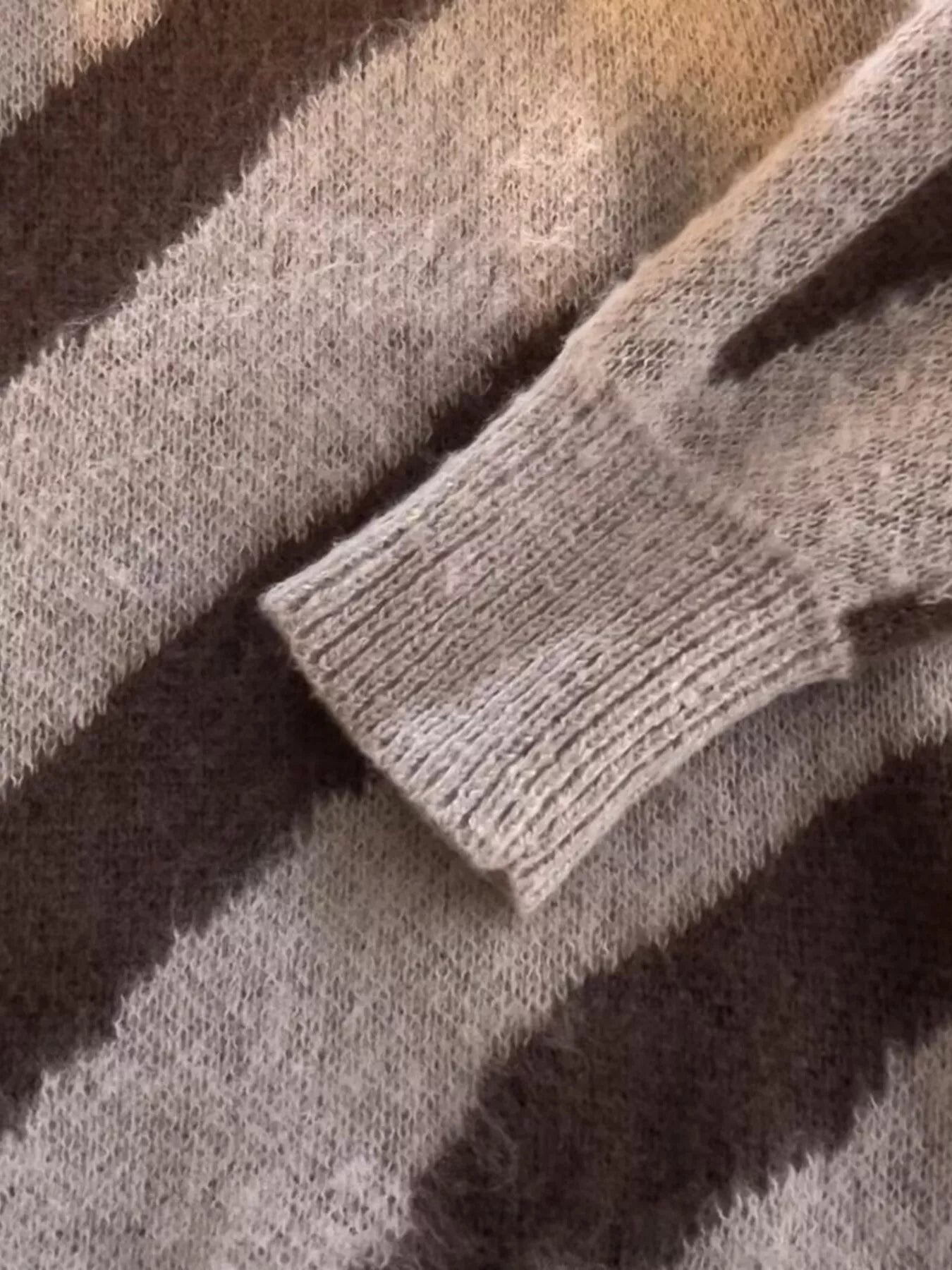 Men's Striped Fuzzy Knit Pullover Sweater - Farnelli