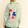 Davi & Dani Multi Color Rock & Roll Fringed Hem Loose Fit Shacket - Light Sage