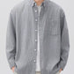 Men's Plus Size Striped Button Up Long Sleeve Shirt - Farnelli