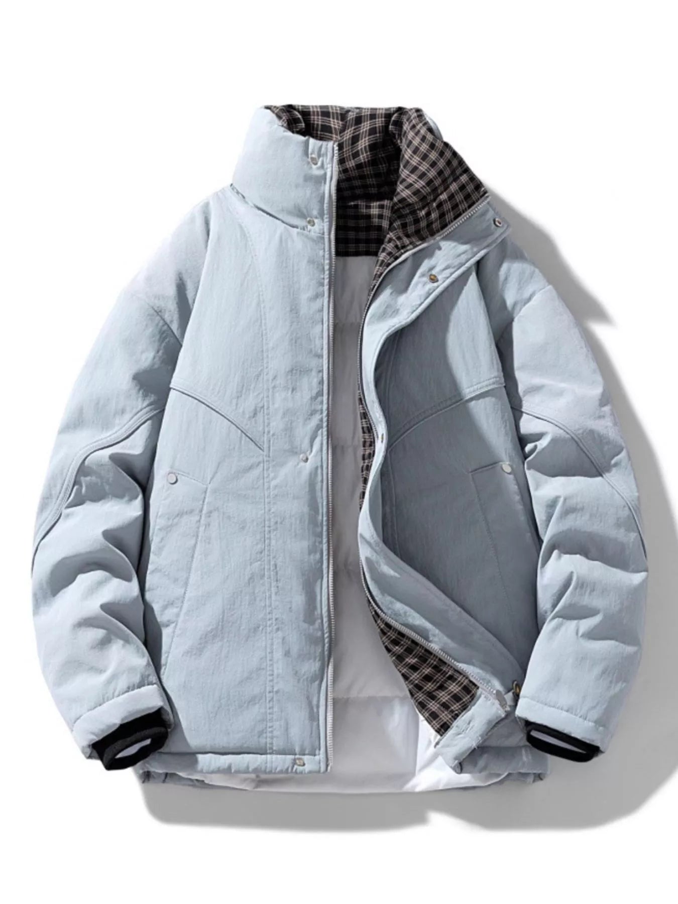 Men's Plus Size Plaid Lined Zip Up Jacket - Farnelli