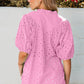 Arielle Embroidered Hollow-out Puff Sleeve Blouse - Farnelli