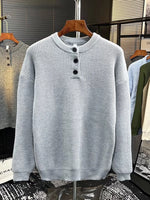 Men's Plus Size Button Detail Dropped Shoulder Sweater - Farnelli