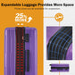 HouseOfZazla expandable 2-piece luggage set with TSA lock and spinner wheels in multiple colors