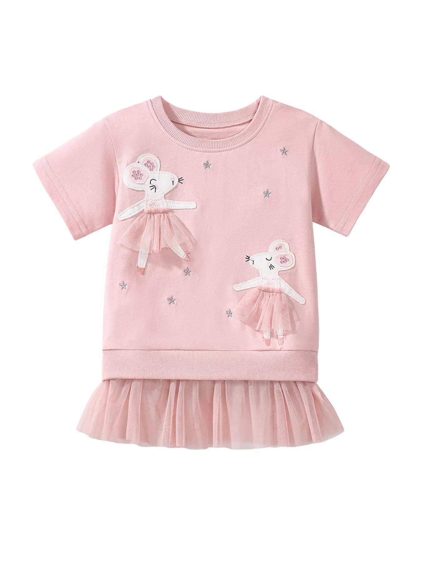 Children's Round Neck Short Sleeve Sweatshirt Dress - Farnelli