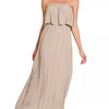 Zenana Woven Crinkle Strapless Maxi Dress - ASH MOCHA