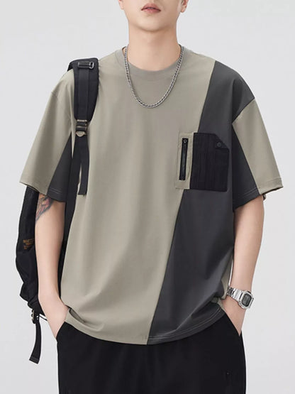 Men's Plus Size Color Block Short Sleeve T-Shirt - Farnelli
