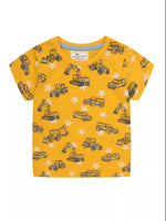 Children's Construction Vehicle Print Crew Neck Short Sleeve T-Shirt - Farnelli