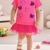 Children's Sequin Embellished Tulle Layered Dress - Deep Rose