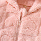 Children's Heart Pattern Fuzzy Hooded Outerwear - Farnelli