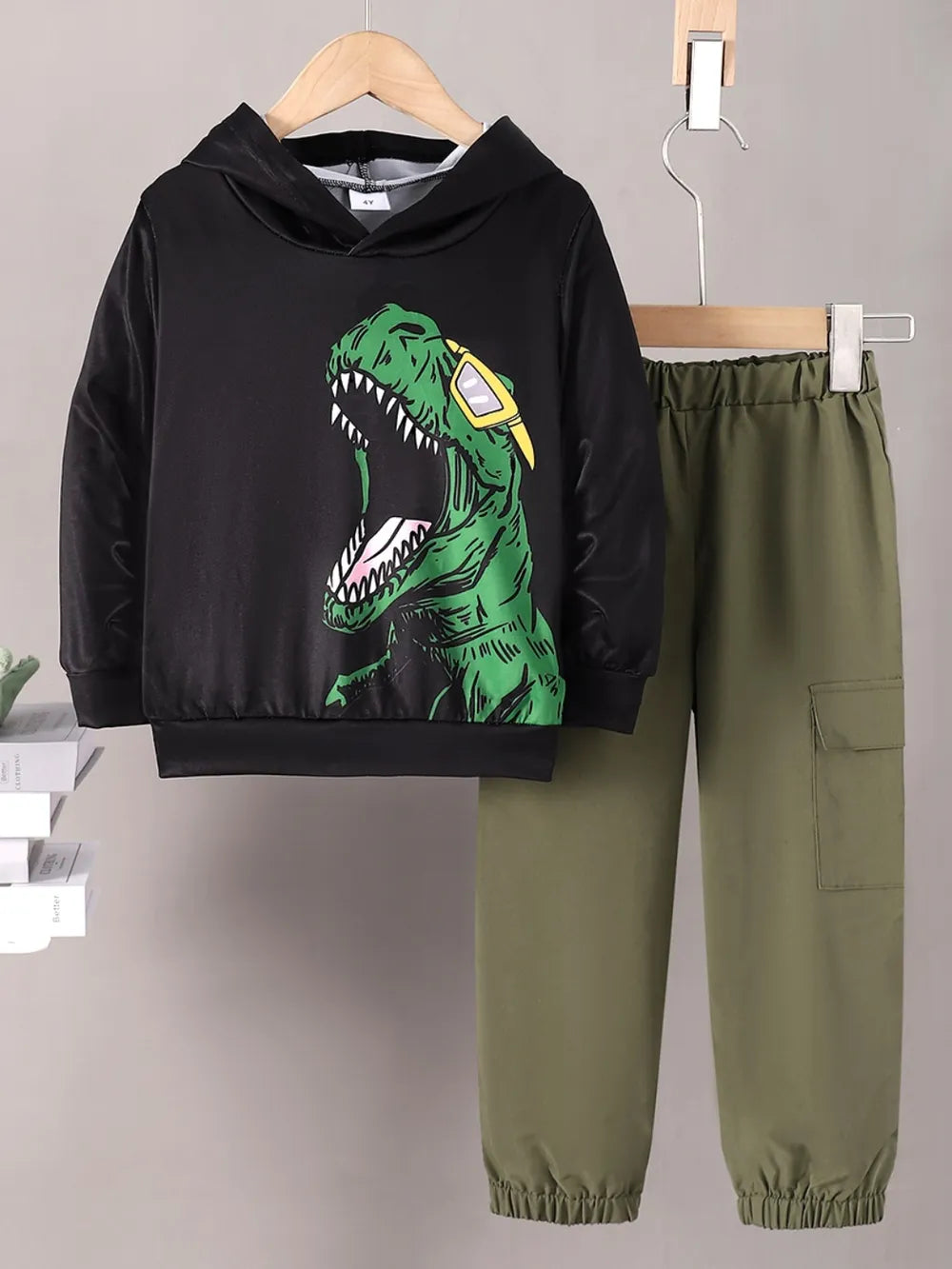 Children's Dinosaur Graphic Hoodie and Pants Set - Farnelli