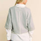 Davi & Dani Faux Layered French Terry Contrast Top - Farnelli