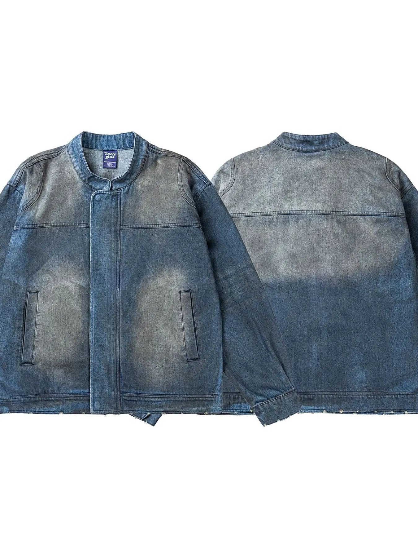 Men's Washed Denim Bomber Jacket - Farnelli