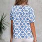 Grace Geometric Tassel Drawstring V Neck Blouse - Farnelli