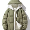 Men's Full Size Hooded Padded Winter Coat Plus Size - Light Green