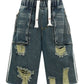 Men's Distressed Cargo Denim Shorts with Drawstring Waist - Farnelli