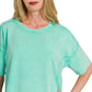 Zenana Acid Washed Short Sleeve Tee & Shorts Set - Farnelli