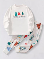 Children's Christmas Tree Print Long Sleeve Pajama Set - Farnelli