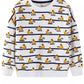 Children's Excavator Print Striped Crew Neck Sweatshirt - Farnelli