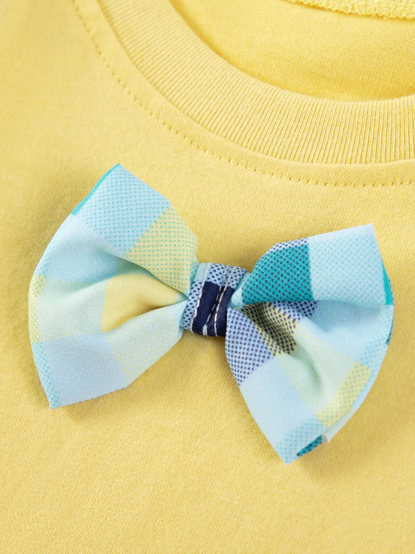 Children's Bow Embroidered Round Neck T-Shirt - Farnelli